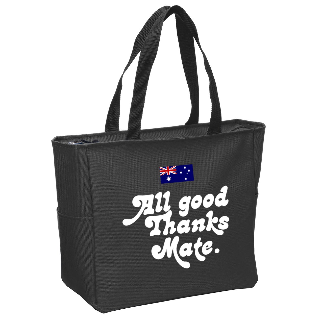 British Slogans All Good Thanks Mate Zip Tote Bag