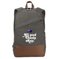 British Slogans All Good Thanks Mate Cotton Canvas Backpack