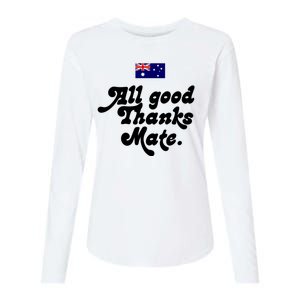 British Slogans All Good Thanks Mate Womens Cotton Relaxed Long Sleeve T-Shirt