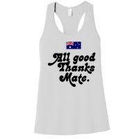 British Slogans All Good Thanks Mate Women's Racerback Tank