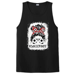 Bleached Soccer Aunt Life Messy Bun Women Mother's Day PosiCharge Competitor Tank