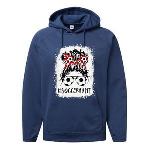 Bleached Soccer Aunt Life Messy Bun Women Mother's Day Performance Fleece Hoodie