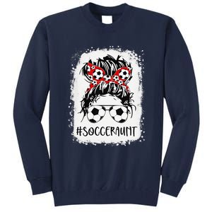 Bleached Soccer Aunt Life Messy Bun Women Mother's Day Tall Sweatshirt