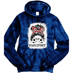 Bleached Soccer Aunt Life Messy Bun Women Mother's Day Tie Dye Hoodie