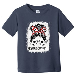 Bleached Soccer Aunt Life Messy Bun Women Mother's Day Toddler T-Shirt