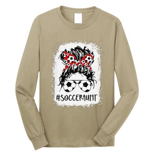 Bleached Soccer Aunt Life Messy Bun Women Mother's Day Long Sleeve Shirt