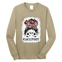 Bleached Soccer Aunt Life Messy Bun Women Mother's Day Long Sleeve Shirt