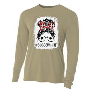 Bleached Soccer Aunt Life Messy Bun Women Mother's Day Cooling Performance Long Sleeve Crew