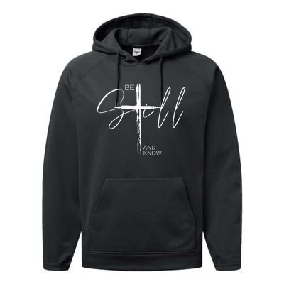 Be Still And Know Inspirational Christian Easter Performance Fleece Hoodie