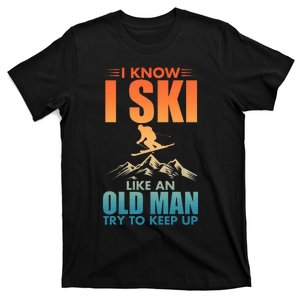 Best Ski Art For Grandpa Skiing Nordic Skier Skiing T-Shirt