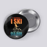 Best Ski Art For Grandpa Skiing Nordic Skier Skiing Button