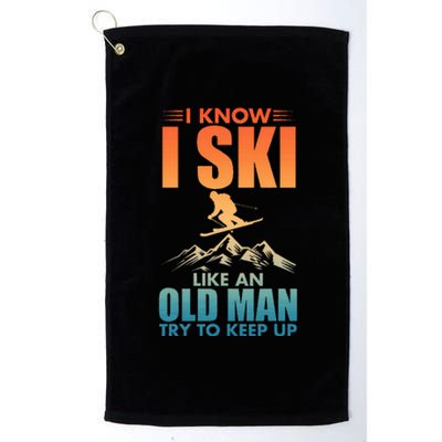 Best Ski Art For Grandpa Skiing Nordic Skier Skiing Platinum Collection Golf Towel