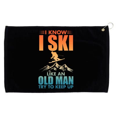 Best Ski Art For Grandpa Skiing Nordic Skier Skiing Grommeted Golf Towel