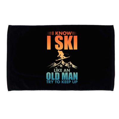 Best Ski Art For Grandpa Skiing Nordic Skier Skiing Microfiber Hand Towel