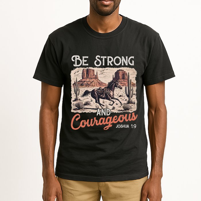 Be Strong And Courageous Horse Western Christian Cowgirl Tall T-Shirt