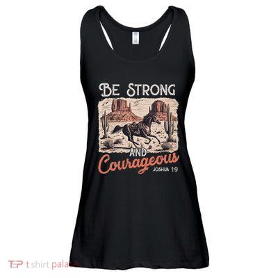 Be Strong And Courageous Horse Western Christian Cowgirl Ladies Essential Flowy Tank