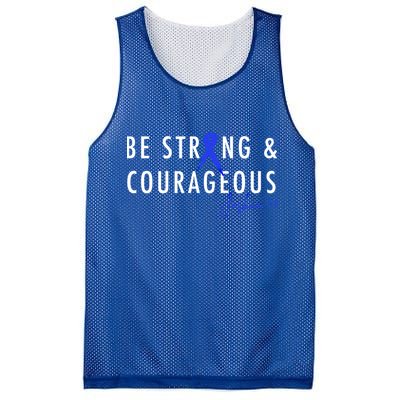 Be Strong And Courageous Colon Cancer Awareness Ribbon Gift Mesh Reversible Basketball Jersey Tank