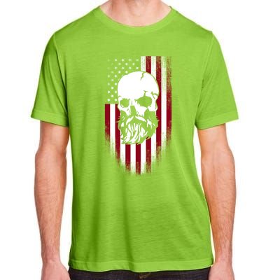 Bearded Skull And Us Flag Independence Day Gift Adult ChromaSoft Performance T-Shirt