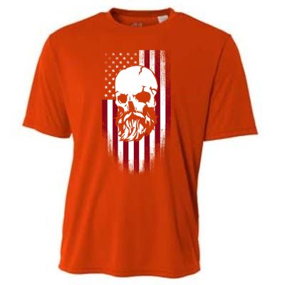 Bearded Skull And Us Flag Independence Day Gift Cooling Performance Crew T-Shirt