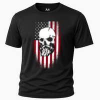 Bearded Skull And Us Flag Independence Day Gift Cooling Performance Crew T-Shirt