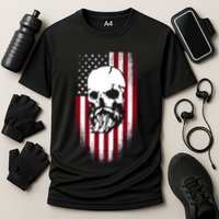 Bearded Skull And Us Flag Independence Day Gift Cooling Performance Crew T-Shirt
