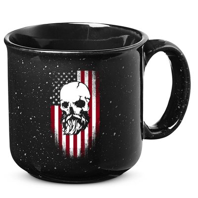 Bearded Skull And Us Flag Independence Day Gift 15oz Campfire Ceramic Mug