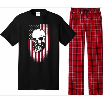 Bearded Skull And Us Flag Independence Day Gift Pajama Set