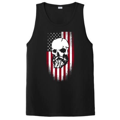 Bearded Skull And Us Flag Independence Day Gift PosiCharge Competitor Tank