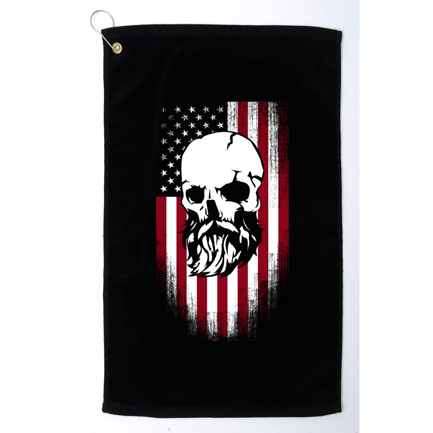Bearded Skull And Us Flag Independence Day Gift Golf Towel