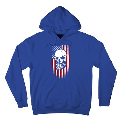 Bearded Skull And Us Flag Independence Day Gift Hoodie