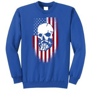 Bearded Skull And Us Flag Independence Day Gift Sweatshirt