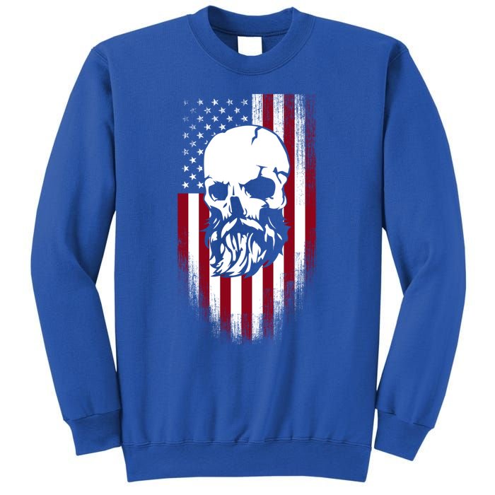 Bearded Skull And Us Flag Independence Day Gift Sweatshirt