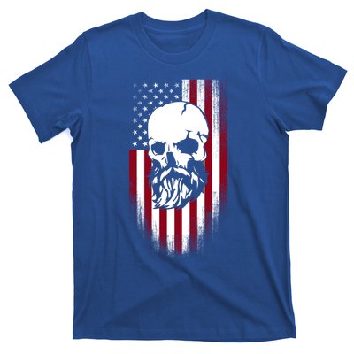 Bearded Skull And Us Flag Independence Day Gift T-Shirt