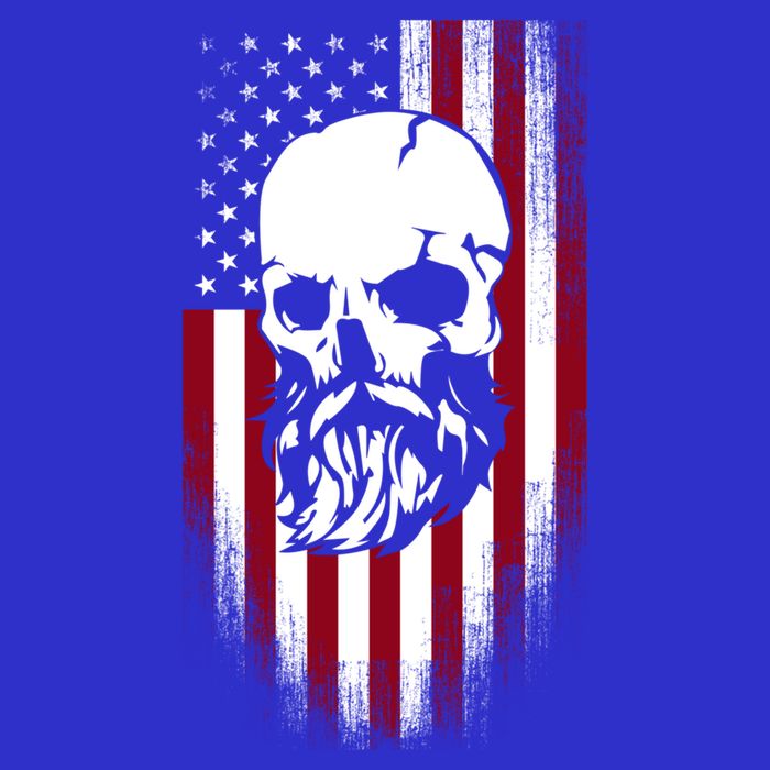 Bearded Skull And Us Flag Independence Day Gift Button