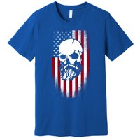 Bearded Skull And Us Flag Independence Day Gift Premium T-Shirt