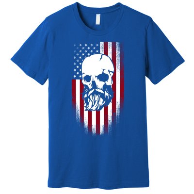 Bearded Skull And Us Flag Independence Day Gift Premium T-Shirt