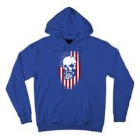 Bearded Skull And Us Flag Independence Day Gift Tall Hoodie