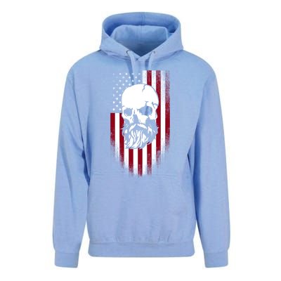 Bearded Skull And Us Flag Independence Day Gift Unisex Surf Hoodie