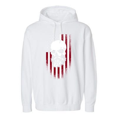 Bearded Skull And Us Flag Independence Day Gift Garment-Dyed Fleece Hoodie