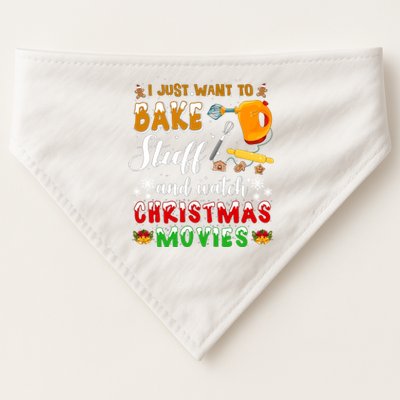 Bake Stuff And Watch Christmas Movies Funny Xmas Hobby Funny Gift USA-Made Doggie Bandana