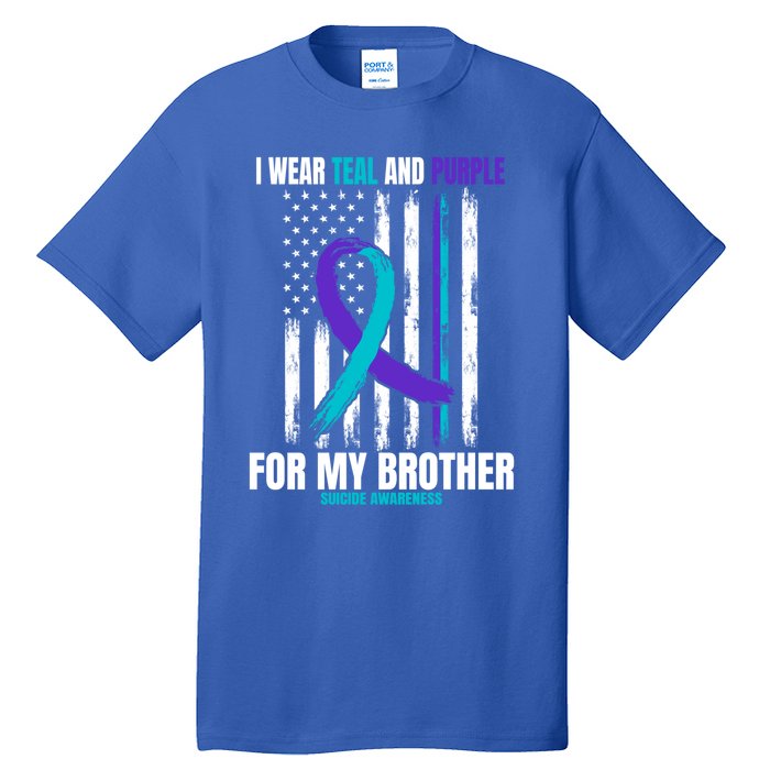 Brother Suicide Awareness Prevention American Flag Graphic Gift Tall T-Shirt