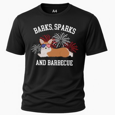 Barks Sparks And Barbecue Corgi 4th Of July Performance Shirt