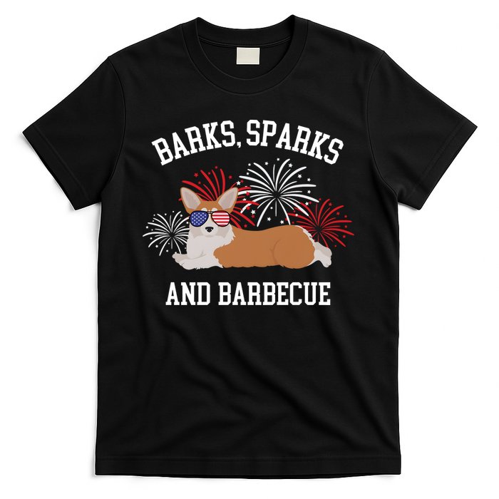 Barks Sparks And Barbecue Corgi 4th Of July T-Shirt