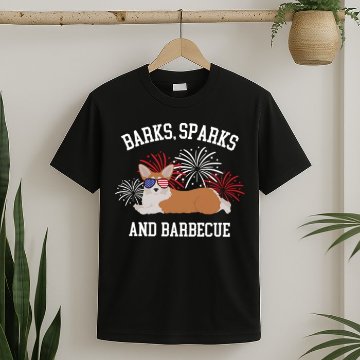 Barks Sparks And Barbecue Corgi 4th Of July T-Shirt