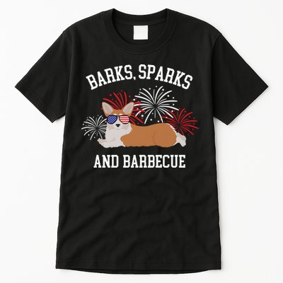 Barks Sparks And Barbecue Corgi 4th Of July Tall T-Shirt