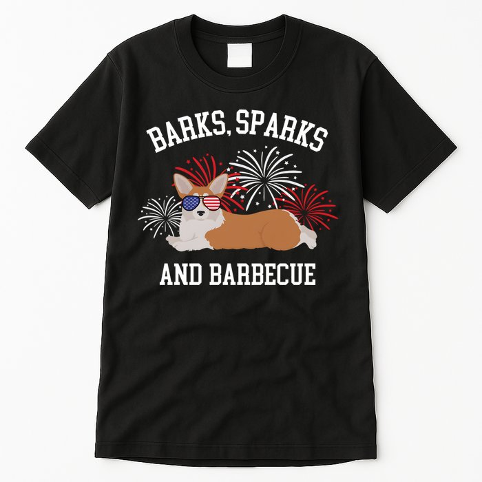 Barks Sparks And Barbecue Corgi 4th Of July Tall T-Shirt