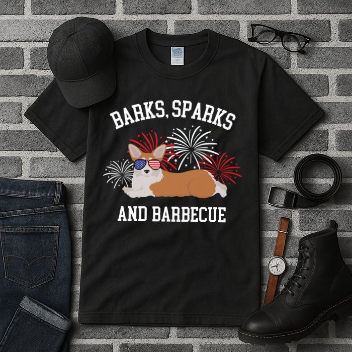 Barks Sparks And Barbecue Corgi 4th Of July Tall T-Shirt