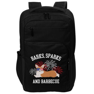Barks Sparks And Barbecue Corgi 4th Of July Impact Tech Backpack