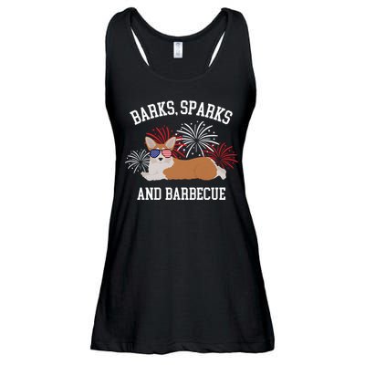 Barks Sparks And Barbecue Corgi 4th Of July Ladies Essential Flowy Tank