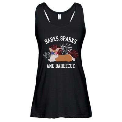 Barks Sparks And Barbecue Corgi 4th Of July Ladies Essential Flowy Tank